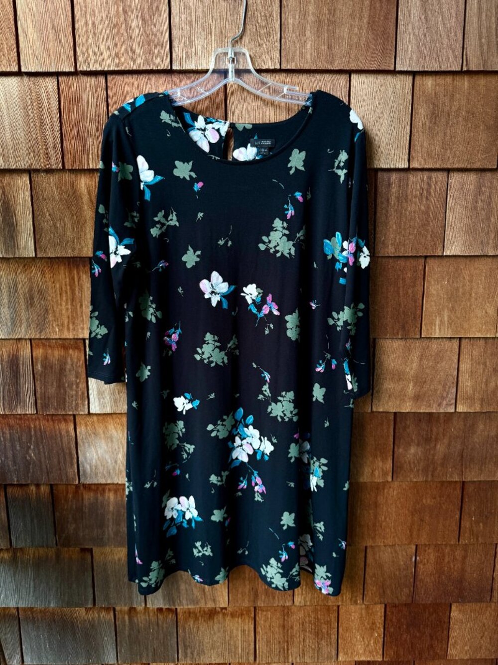 J. Jill Wearever Collection Floral Stretch Knit Dress in Women's Large Petite